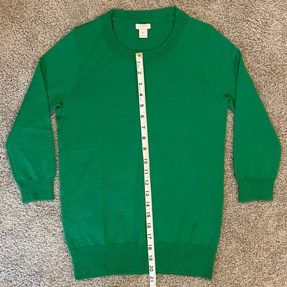 J. Crew Factory Charley 3/4 Sleeved Sweater. Green. 100% Merino Wool. Size XS. - Picture 5 of 6